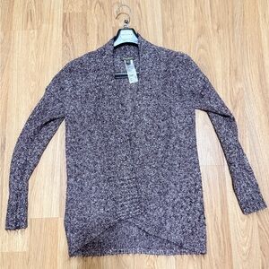 Tommy Bahama Womens Cream/purple Knit Waterfall Long Sleeve Open Cardigan Sz M